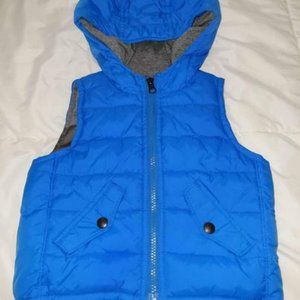 Baby Gap Blue Puffer Vest with Hood and Pockets Toddler 18-24 Months